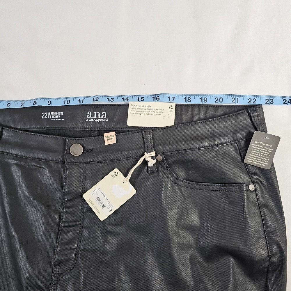 NEW Ana Black Coated Jeans High Rise Skinny pants Sz 22 W - Picture 3 of 4